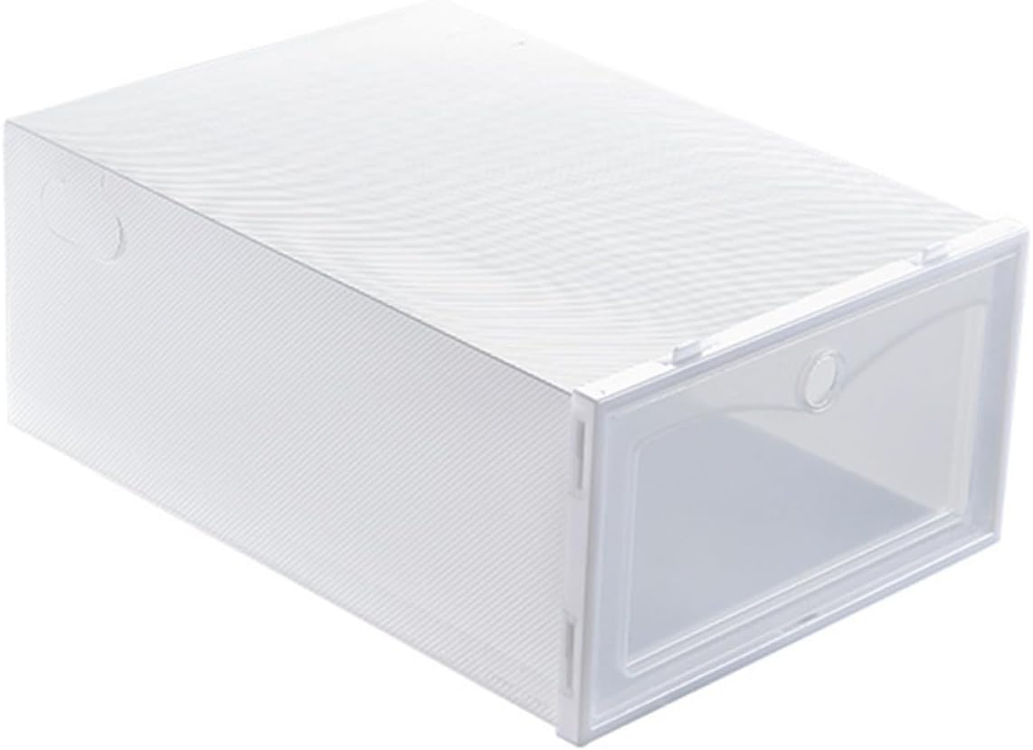 6pcs Thickened Shoe Storage Boxes with Flip Lids, Dustproof and Moisture-resistant White Plastic Containers 33x23x13cm for Closet Organization