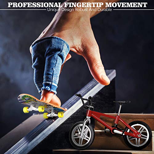 22 PCS Mini Finger Toys Set, Finger Skateboards Fingerbord Finger Bikes Finger Scooter Roller Skates Tiny Swing Boards Fingertip Movement Party Favors Educational Finger Toy for Kids with Wheels Tools