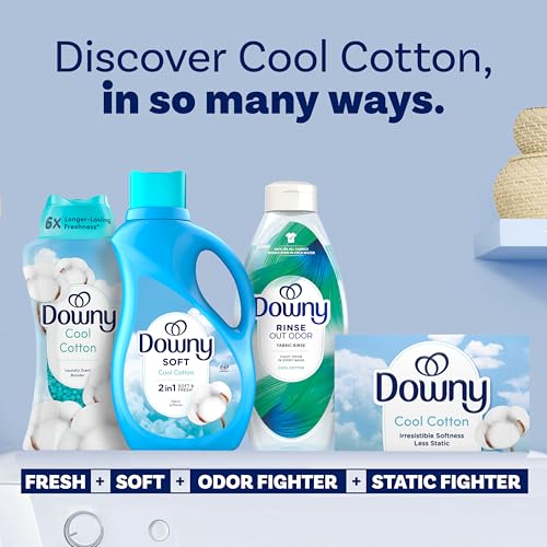 Image of Downy Soft, 2 in 1 Soft and Fresh Liquid Fabric Softener, Cool Cotton, 111 fl oz, 150 Loads, Fabric Conditioner Liquid provides softness and freshness for fabrics