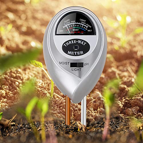 Soil pH Meter, Jellas 3in1 Moisture Sensor Meter/Light/pH Soil Test