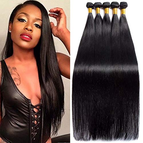 Lemoda Brazilian Straight Hair 3 Bundles 30 32 34 Inches Long 1B Black Color Can be Dyed And Styled Virgin Straight Human Hair Weave Extensions For Women