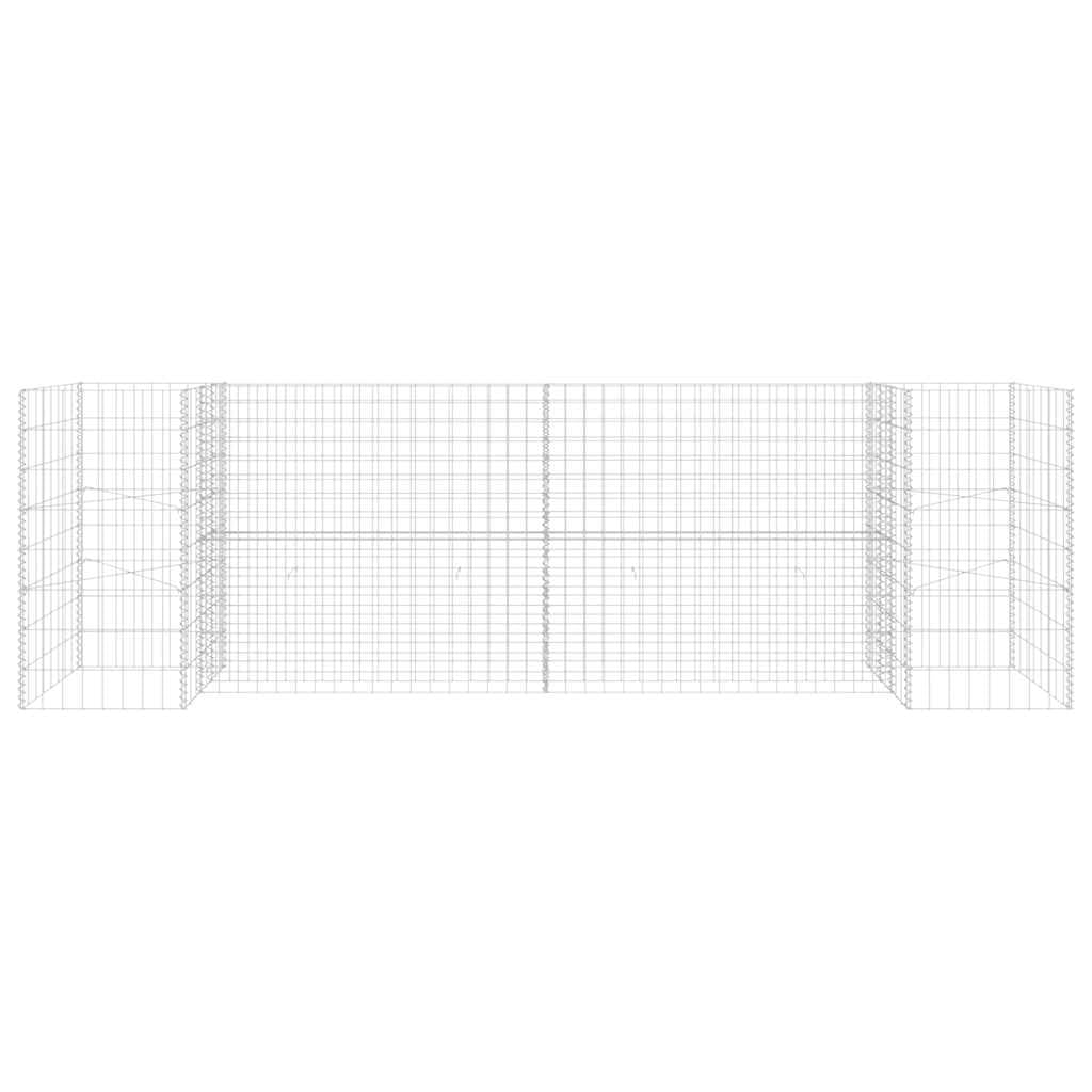 Cesta para plantas en forma de H de alambre de acero, 260 x 40 x 80 cm, para flores estables y elevadas como borde de jardín, rejilla de alambre resistente para rellenar con piedras,