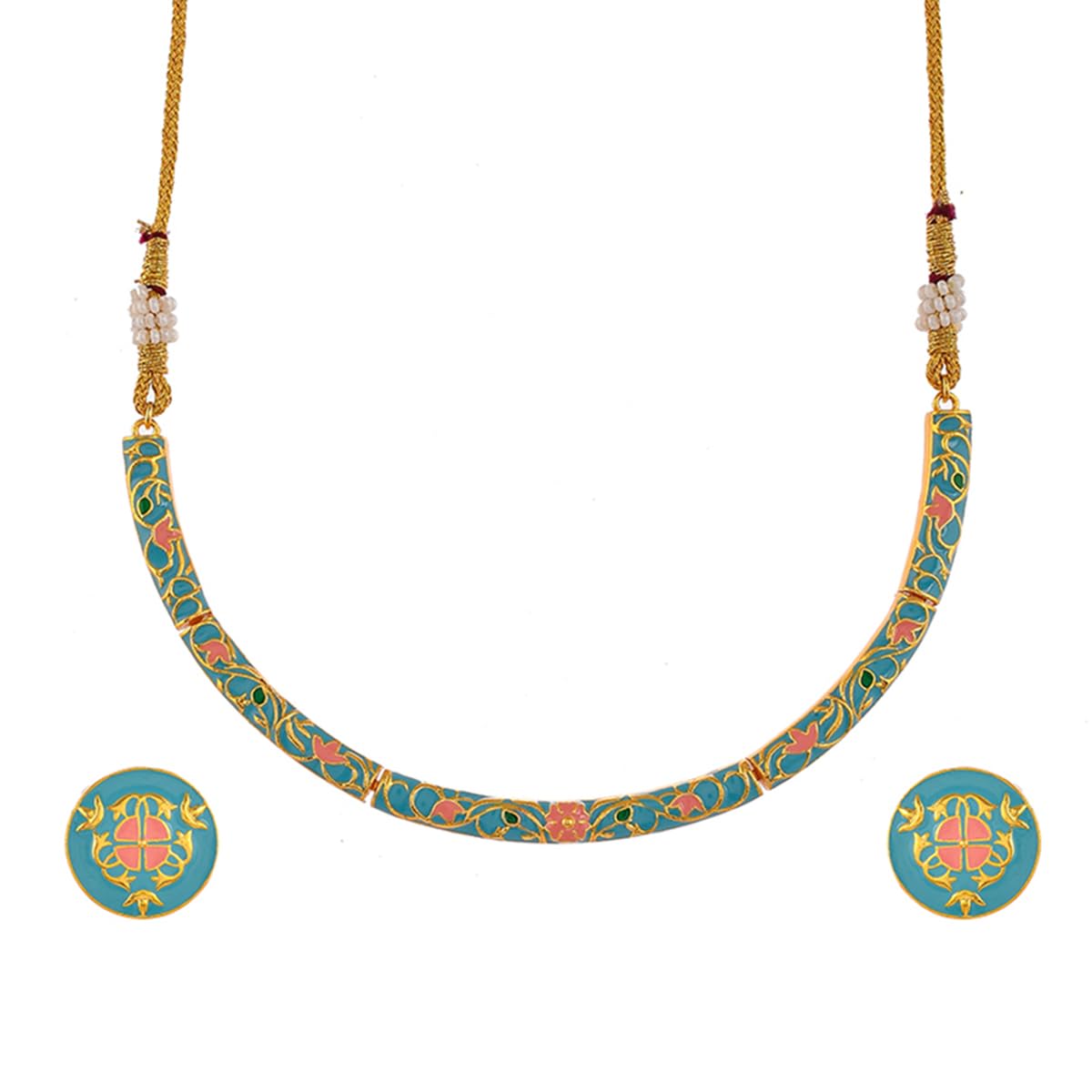 VOYLLA Enameled Elegance Silver Oxidized Blue Necklace Set (B0C3LY7SZD) Amazon Price History, Amazon Price Tracker