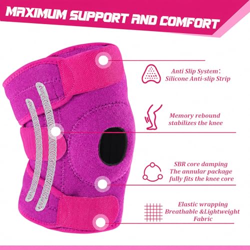Image of Foilswirl 1 Pcs Kids Knee Brace with Side Stabilizers,Rose Red