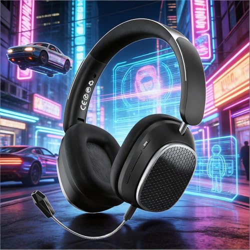 Image of Professional Over-Ear Wireless Bluetooth Headphones with Active Noise Cancelling (Up to 48dB), Hi-Res Audio, 60H Playtime, Foldable & Detachable Mic, Wired /Wireless Dual Mode, M12 Black.