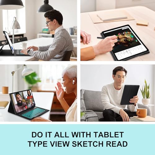 Image of Galaxy Tab S10 Ultra /S9 Ultra /S8 Ultra Keyboard Case 14.6 inch, 7-Color Backlit, Smart Magnetic Detachable Wireless Bluetooth Keyboard, Slim Protective Folio Case with S Pen Holder, Auto Sleep /Wake