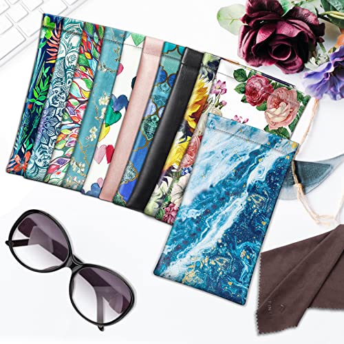 Image of FINTIE Soft Eyeglasses Case with Cleaning Cloth, Portable Squeeze Top Vegan Leather Glasses Pouch, Sunglasses Eyewear Bag