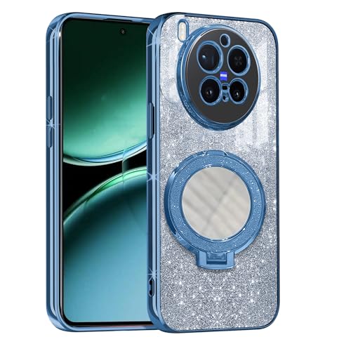 Image of Gradient Glitter Magnetic Ring Stand Case for vivo X300 Pro 5G- Shockproof, Stylish & Durable Soft TPU Slim Protective Cover with Removable Glitter Paper (Blue)