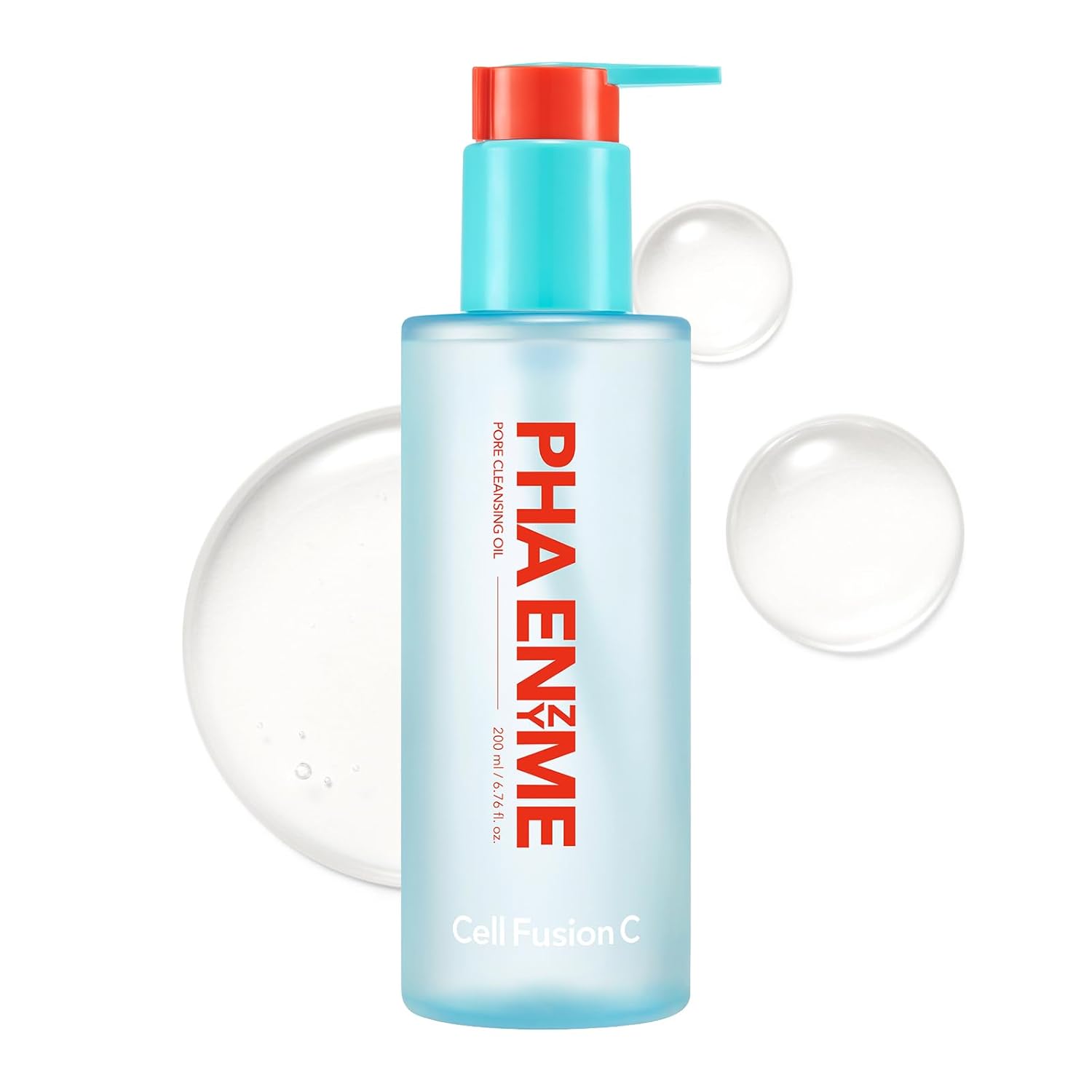 Cell Fusion C PHA Enzyme Pore Cleansing Oil, Makeup Remover with Enzyme, PHA & Jojoba Oil, Removes Blackheads & Sebum, Lightweight Facial Cleanser, 6.76 fl.oz / 200ml