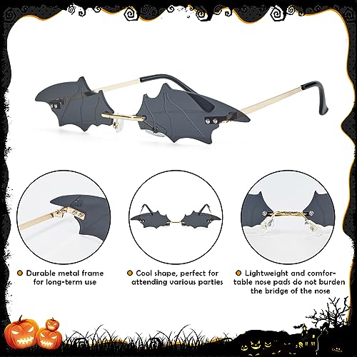 American Trends Bat Sunglasses Fire Flame Sunglasses for Women Men Funky Rimless Eye Glasses for Halloween Party3