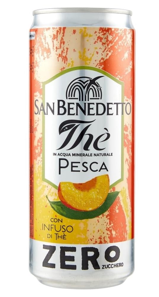48x San Benedetto Eistee Testpaket,Erfrischendes Alkoholfreies Getränk,Eistee mit Zitrone + Eistee mit Pfirsich Ohne Zucker,330ml Einwegdose + Beni Culinari Kostenloser Schlüsselanhänger