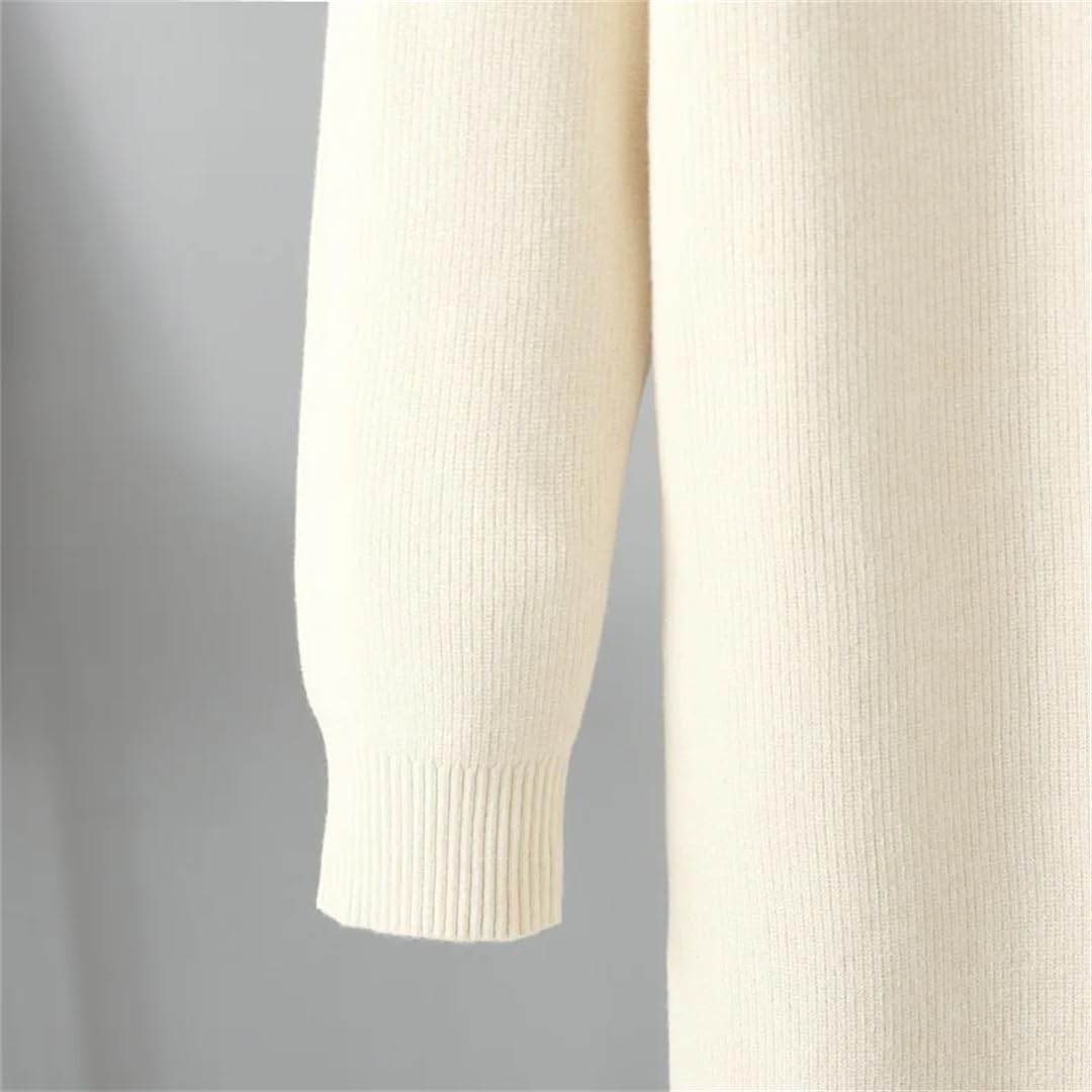 Disimlarl Damski sweter z dzianiny z klapą długi sweter oversize maxi sukienka pulower luźne czarne sukienki