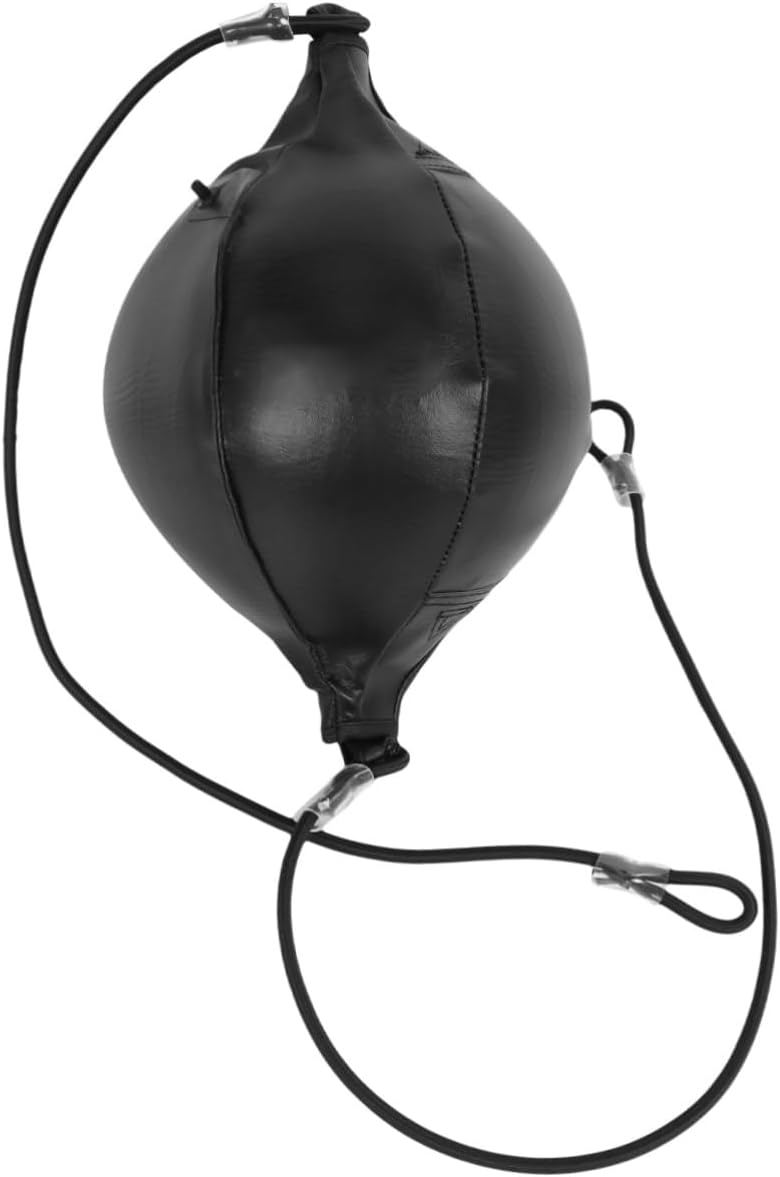 Toyvian Professional Pear Shape Hanging Boxing Speed Ball High Elastic PU Leather Punching Training Equipment for Agility Reflex Workout Exercise Seam Design for Home and Gym Use Black