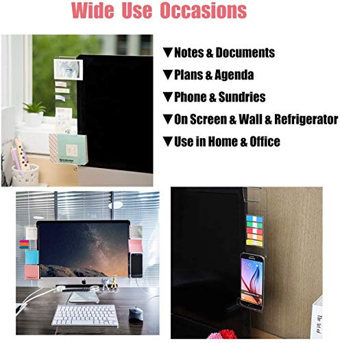 Monitor Memo Board,2 Pcs Acrylic Message Memo Boards Pad Phone Holder Left & Right Computer Monitors Screen Side Panel Sticky Reminder with Sticky Notes + Colored Index Tabs