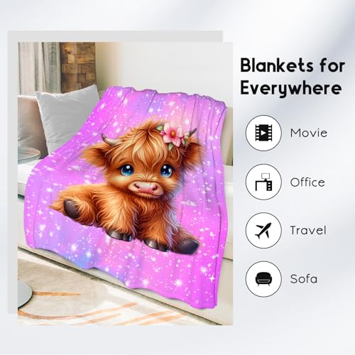 Kids Blanket Highland Cow Gifts for Kids Girls - Soft Lightweight Flannel Throws for Couch, Sofa 30"x40"