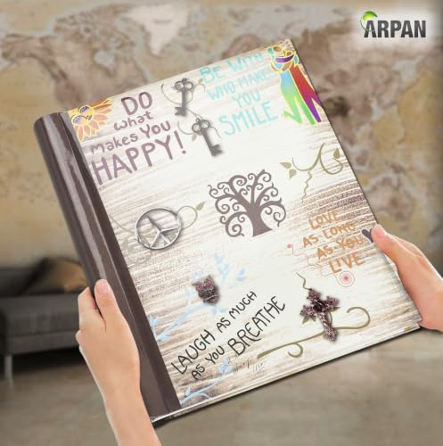 Arpan Fotoalbum, groß, selbstklebend, Motiv „Life Inspirational Slogans“, 24.5 cm x 2.5 cm x 29 cm, cremefarben – Ansicht 4