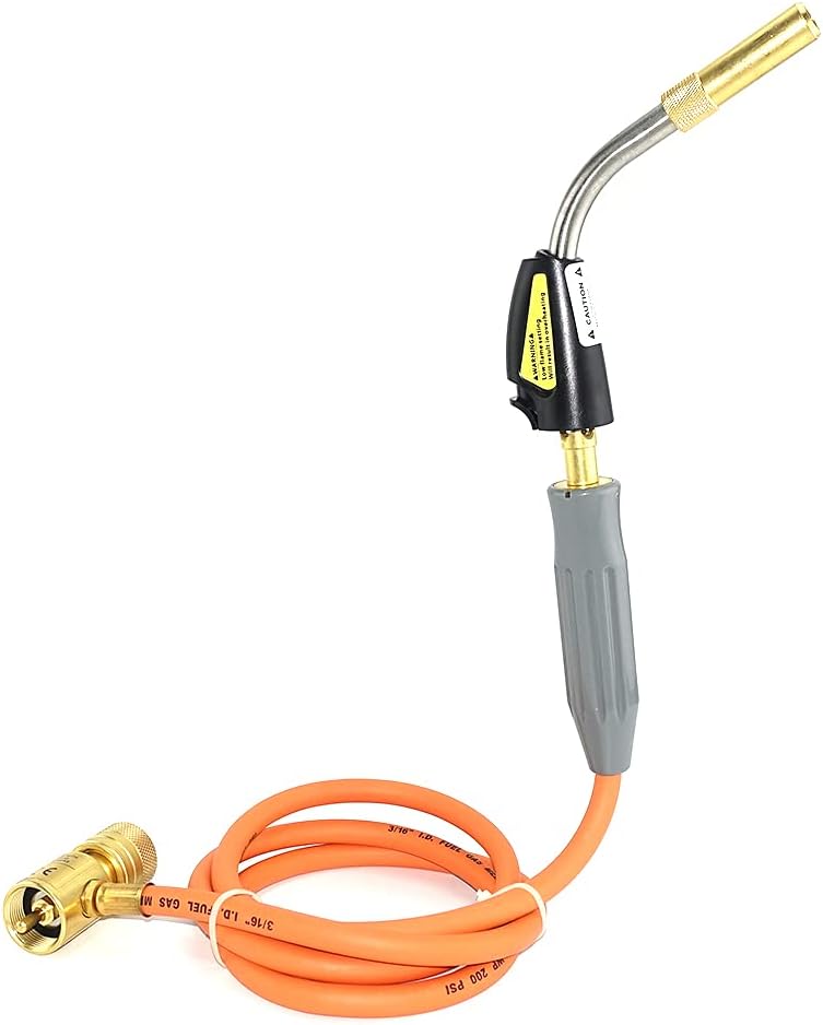 Professional MAPP Gas Torch Brazing Torch of MAPP/Propane Gas 1.5m Hose for Brazing Soldering Welding Heating Application can also be used for BBQ HVAC Plumbing (Tywel-1S60)