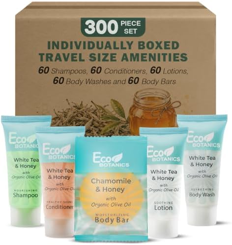 Eco Botanics Hotel Toiletries, Shampoo & Conditioner Amenity Set, 300-Piece