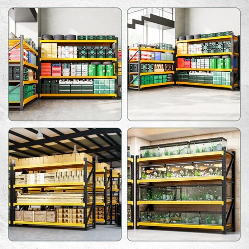 Image of Letaya 6000LBS Heavy Duty Storage Shelves,79 inch W Metal Garage Shelving Units,4 Tier Large Tall Industrial Shelving,Adjustable Utility Rack Shelf for Warehouse,Basement (Yellow, 79 inch W x 24 inch D x 79 inch H)