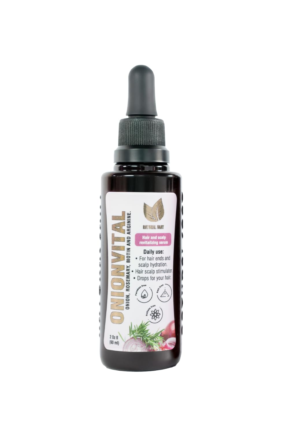 Natural sant Onionvital Haarserum mit Zwiebeln, Rosmarin, Biotin und Arginin, feuchtigkeitsspendendes Serum für die Pflege der Kopfhaut und des Haares, 60 ml