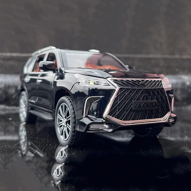 Image of Kids Model 1:24 Lx570 Die Cast Metal Car Pull Back Action Opening Doors with Realistic Engine Sound Lights Toy Car Gift for Boys - Multi
