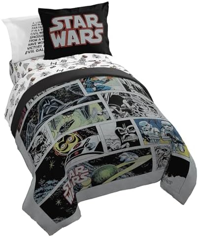 Jay Franco – Set Lenzuola Star Wars Classic Grid, 4 Pezzi, In Microfibra, Con Luke, Darth Vader, Yoda E Altri, Per Letto Singolo/doppio - 4