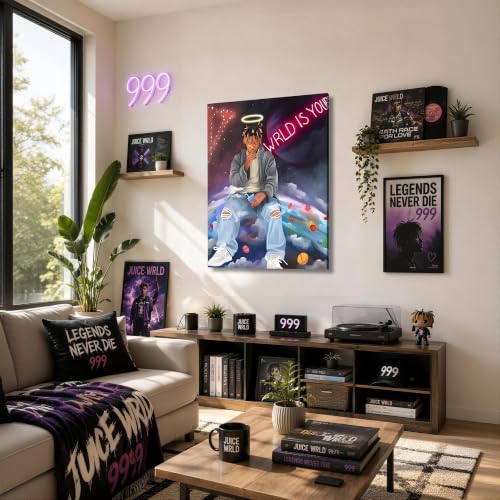 Image of Juice WRLD Canvas Wall Art, Rapper Collage Poster Print, Hip Hop Music Artwork for Bedroom Studio Gaming Room Decor, Vibrant Album Cover Picture Print Framed Music Wall Painting 11X14 inch