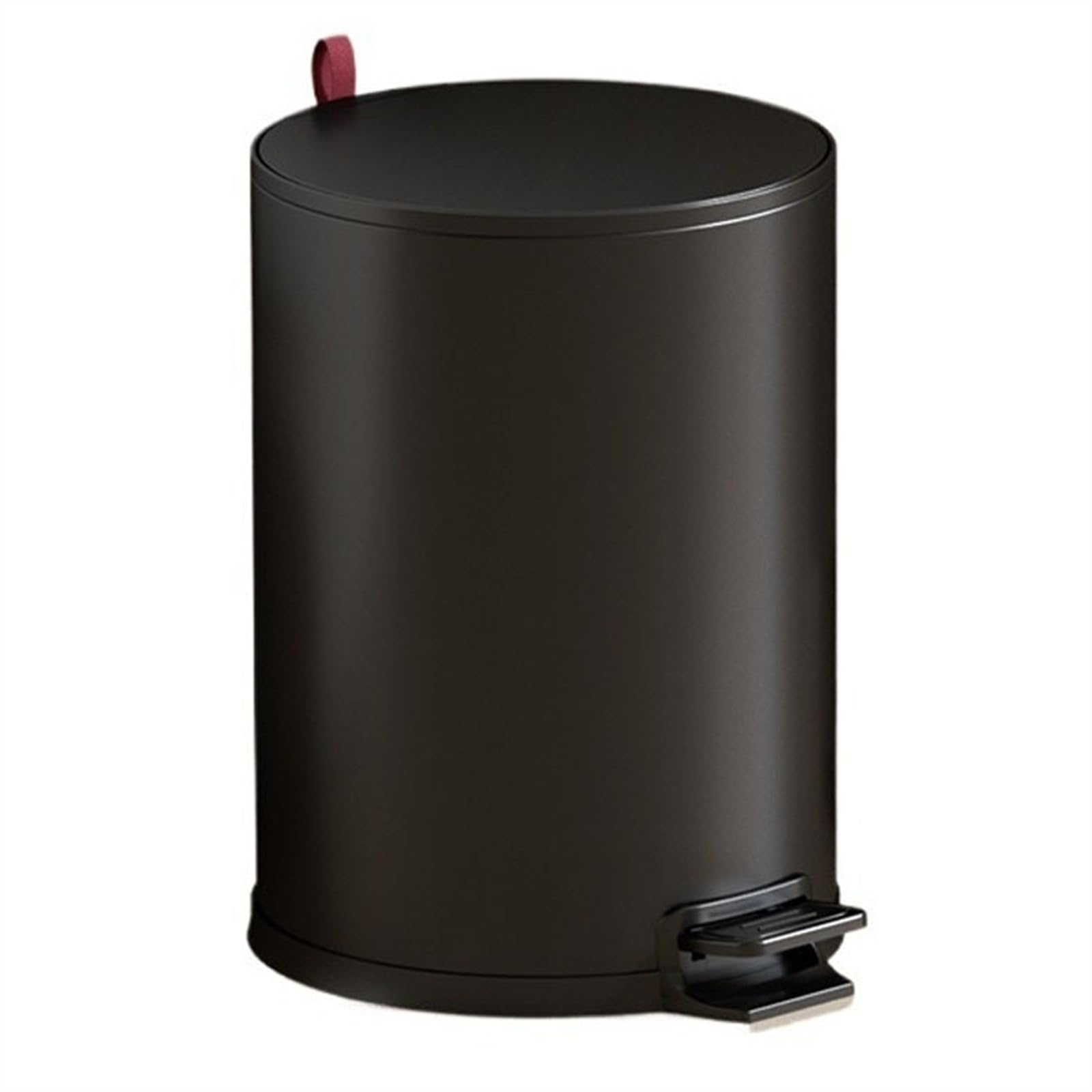 Papelera de baño de acero inoxidable negro con tapa amortiguada y pedal de metal