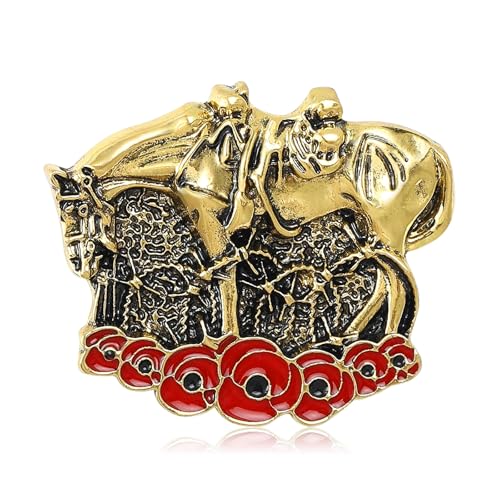 Image of Dreuyet Horse Brooch Pin Horse Racing Suit Lapel Pin for Women Men Rhinestone Antique Gold Horse Animal Brooch Clothing Outfits Accessory Jewelry