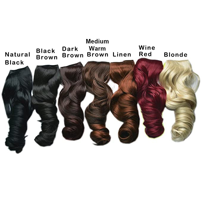 Image of Women Hair Extension Long Curly Wavy Black Brown 16 Inches Hairpiece With 5 BB Clip /Hair Extension for Women Party /Halloween /Christmas