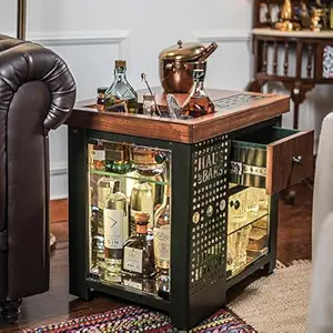 HAUS OF BARS by SpeedX - Model M Mini Home Bar, Royal Green with Left Side Display Cabinet