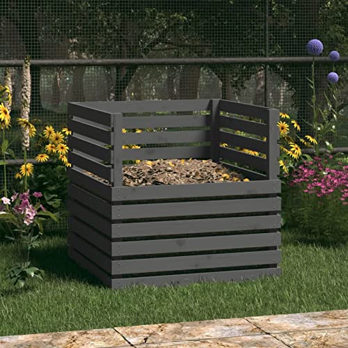 ShGaxin Compostador de Madera Maciza de Pino Gris 80x80x78 cm, Compostadora Organica Jardin, Vermicompostador, Composteras Huerto, Compostera Domestica
