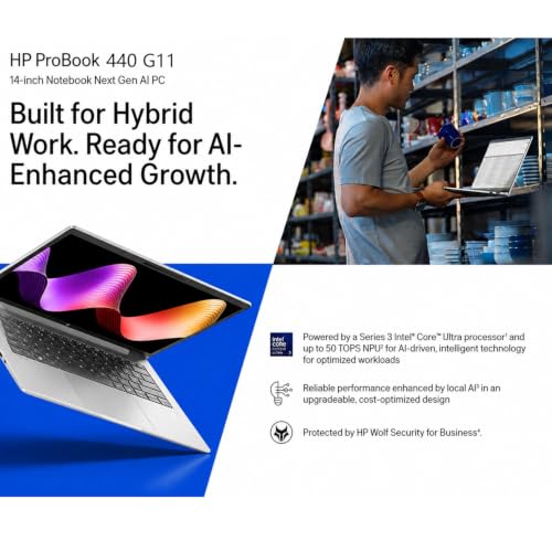 Image of HP ProBook 440 G11 14 inch WUXGA Business Laptop, Intel Core Ultra 5 125U, 12-Core (Beats Ultra 7 165U), 64GB DDR5 RAM, 2TB SSD, Backlit Keyboard, Fingerprint Reader, WiFi 6E, RJ-45, Windows 11 Pro