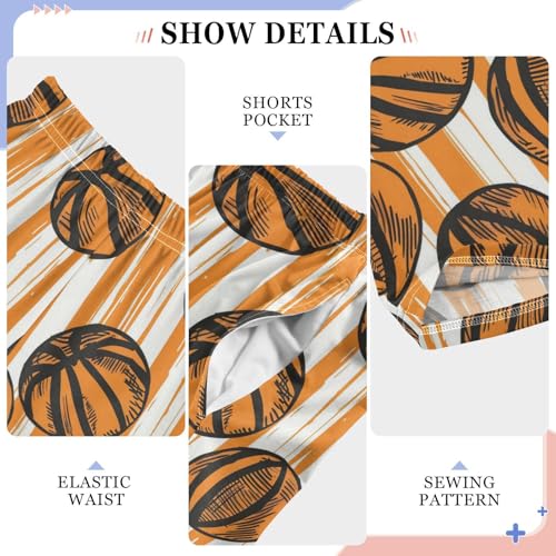 Pajama Bottoms, Orange Basketball Sleeping Pant Lounge Wear Pajamas Sport Long Pants Sleepwear Pjs4