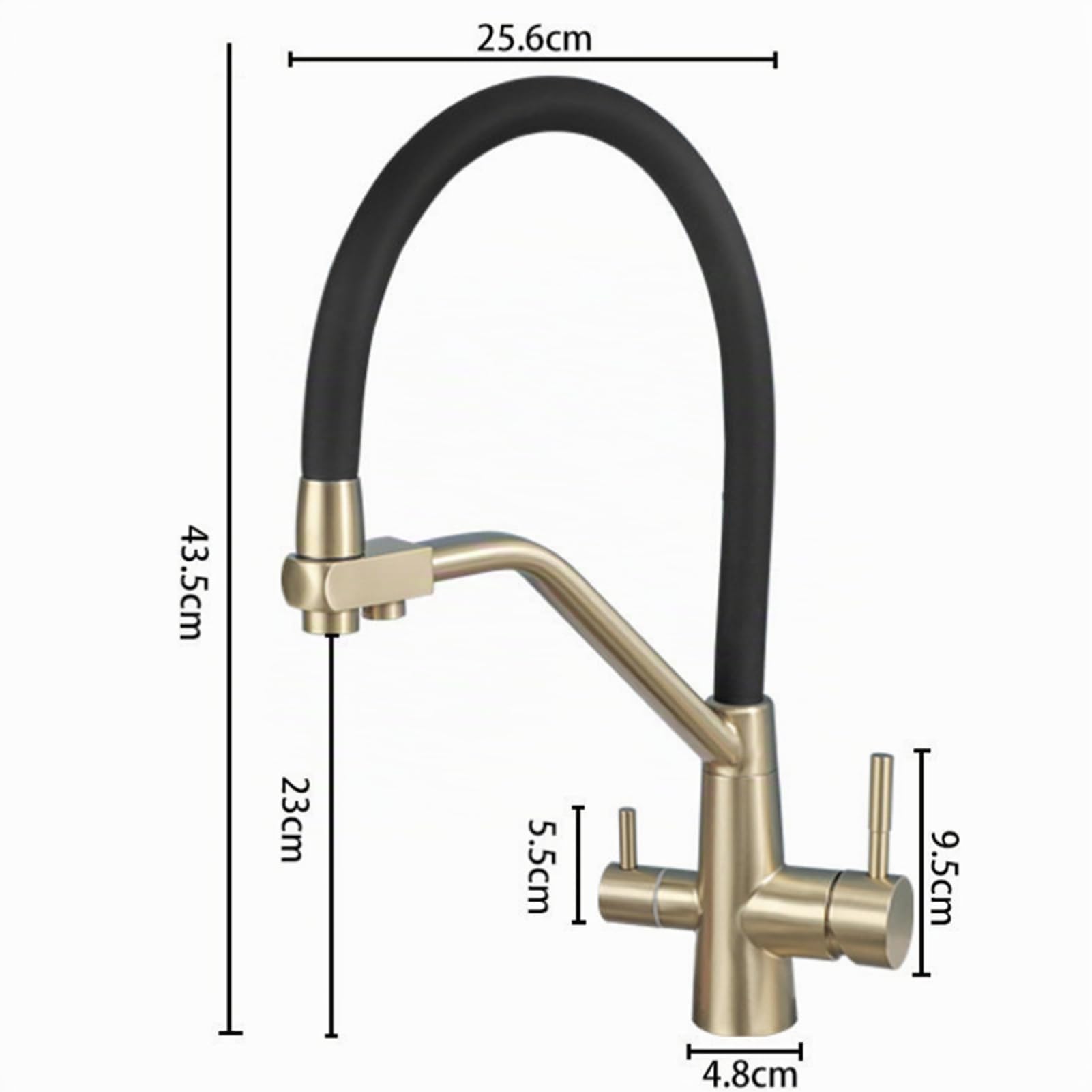 Grifo de Cocina 3 Vías Grifo de Fregadero 3 en 1 Grifo Cocina Extraible Acero Inoxidable 360° Giratorio,para Filtro de Agua,con Dos Asas Filtro (Brushed Gold)