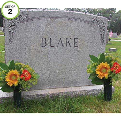 Evelots Cemetery Cone Vases-Sturdy Steel Stakes-10 Inch-Graveside Memorial-Set/2