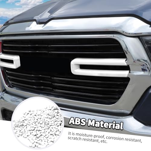 Image of Jimen Compatible with Dodge Ram 2018-2025, 2PCS Front Grille Cover Exterior Trim Accessories (White)