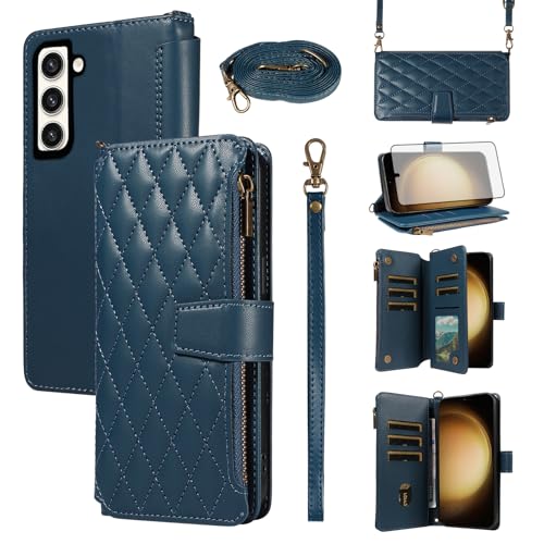 Protection Galaxy S23+ portefeuille zippé - Housse anti-choc avec fentes pour cartes