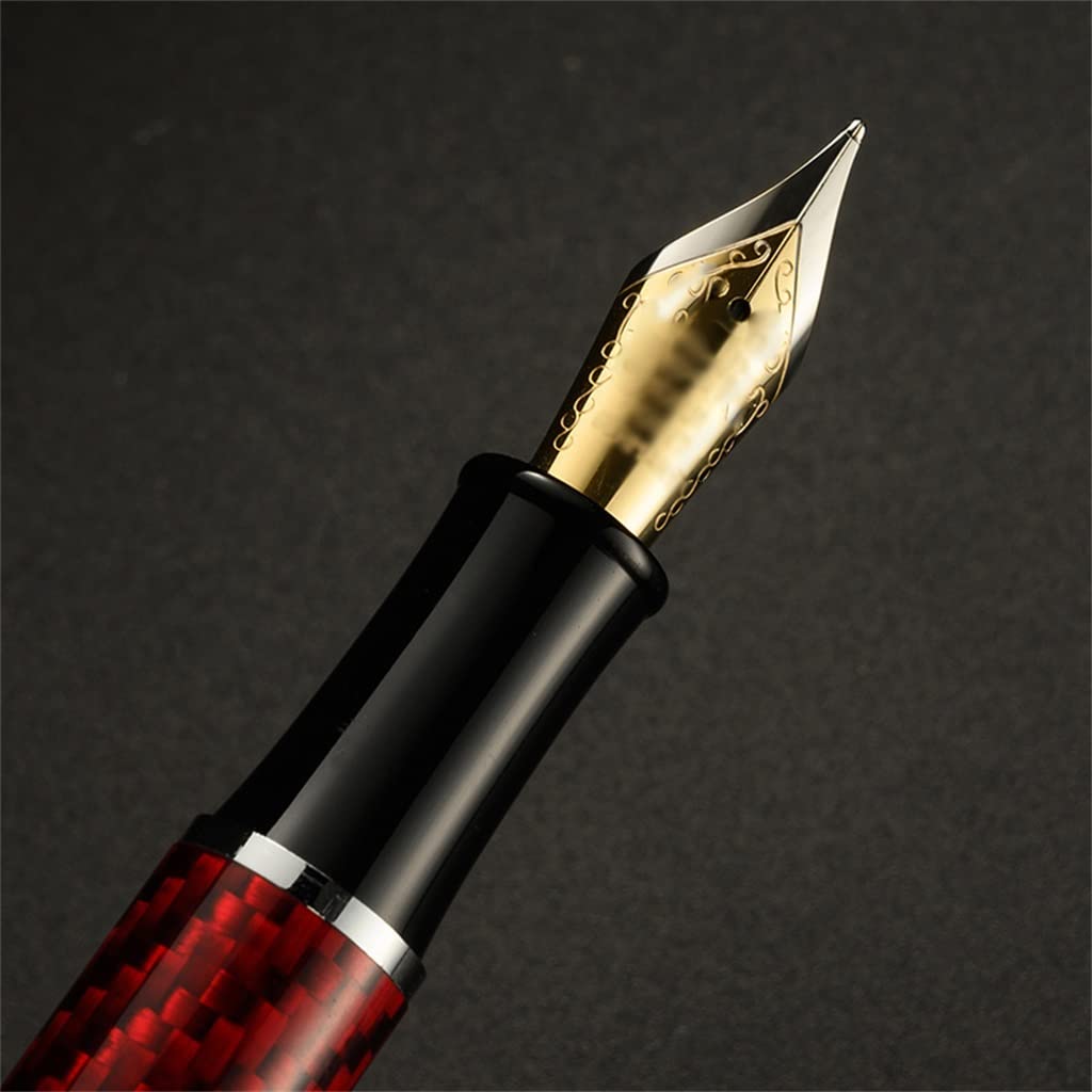 Pluma estilográfica con patrón de fibra de carbono para escribir y firmar suministros de papelería de oficina