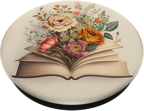 Miniatura 2 de Librarian Flowery Book Lover Bookish Floral Aesthetic PopSockets intercambiables PopGrip