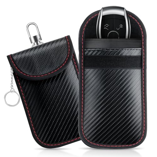 Image of 1 Pack Carbon Fiber Faraday Bag for Car Keys, RFID Signal Blocking Faraday Pouch, Mini Faraday Cage Anti-Theft Car Key Pouch Prevents Relay Attacks