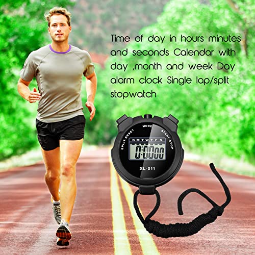 Toodoo 16 Pieces Digital Stopwatch Timer Multi Function Stopwatch Plastic Large Display Waterproof Stopwatch Date Time Alarm Black Watch Timer With Lanyard For Sports Fitness Referees #TOP5