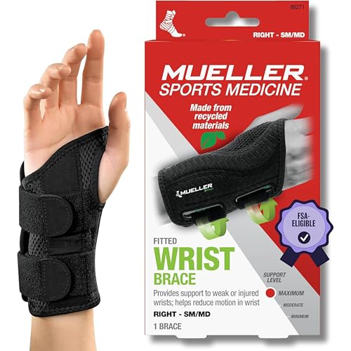 MUELLER Sports Medicine Green Fitted Wrist Brace for Men and Women, Wrist Pain Relief Support, Ideal for Carpal Tunnel, Tendonitis, Arthritis, Black