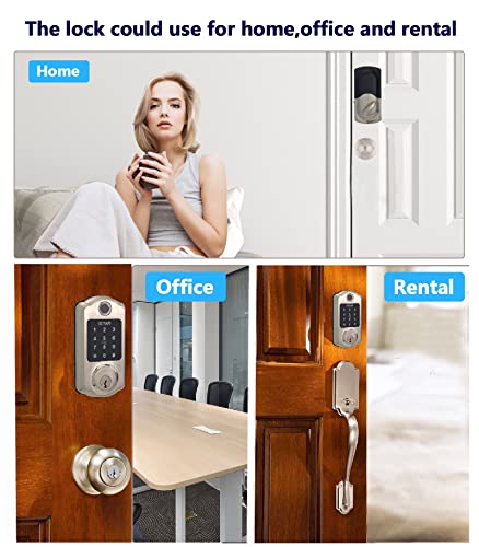Smart Deadbolt Lock, Scyan D7 Fingerprint Deadbolt With Touchscreen Keypad, Keyless Entry Door Lock, Auto Locking, For Home, Airbnb, Rental House (Satin Nickel) #TOP3