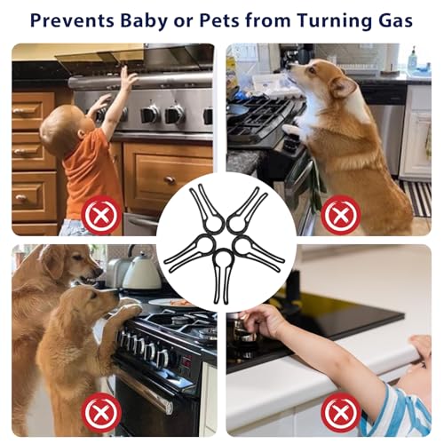 COMNICO 5 Pack Stove Knob Locks Proof Oven Knobs Covers Stove Child Safety Guards Door Knob Safety Proofing Gas Stove Knob Covers for Prevent Kids Pets from Turning on Stoves,Fit 0.5-1cm Gap