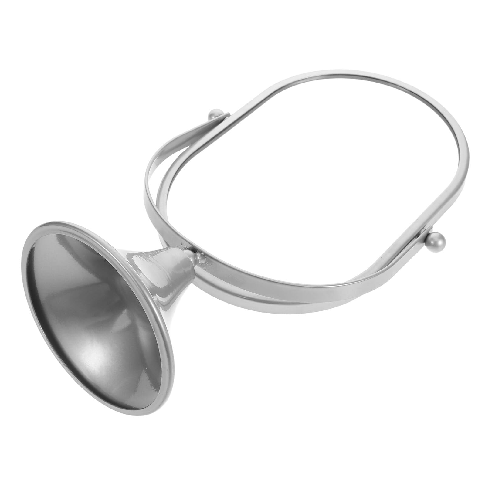Miroir ovale argenté rotatif avec base stable en métal anti-reflet