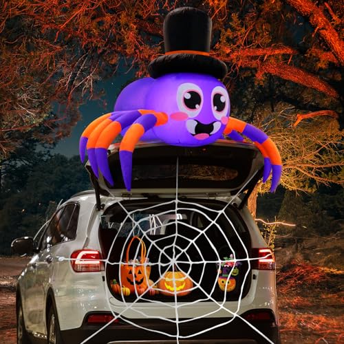 Halloween Trunk or Treat Car Decorations Kit Inflatable Spider with LEDs - image 1