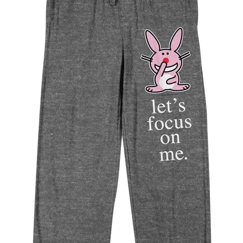 It's Happy Bunny Let's Focus On Me Men's Heather Gray Sleep Pajama Pants2