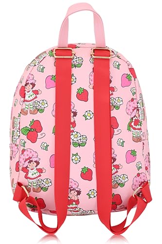 Image of Fast Forward Strawberry Shortcake Backpack for Women, Men, Unisex | Cute PU Leather 10 inch Mini Backpack Purse Shoulder Purse | Strawberry Shortcake Bag and Accessories