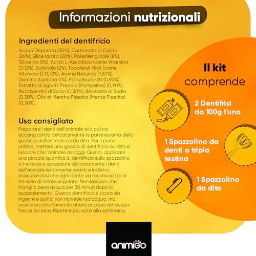 Spazzolino per Cani a 3 Teste + Spazzolino Per Cani da Dito + 2 Dentifricio per Cani, Kit per Pulizia Denti Cane, Spazzolino e Dentifricio per Cani Antitartaro, Spazzolino Cane per Alito Cane Fresco - 6